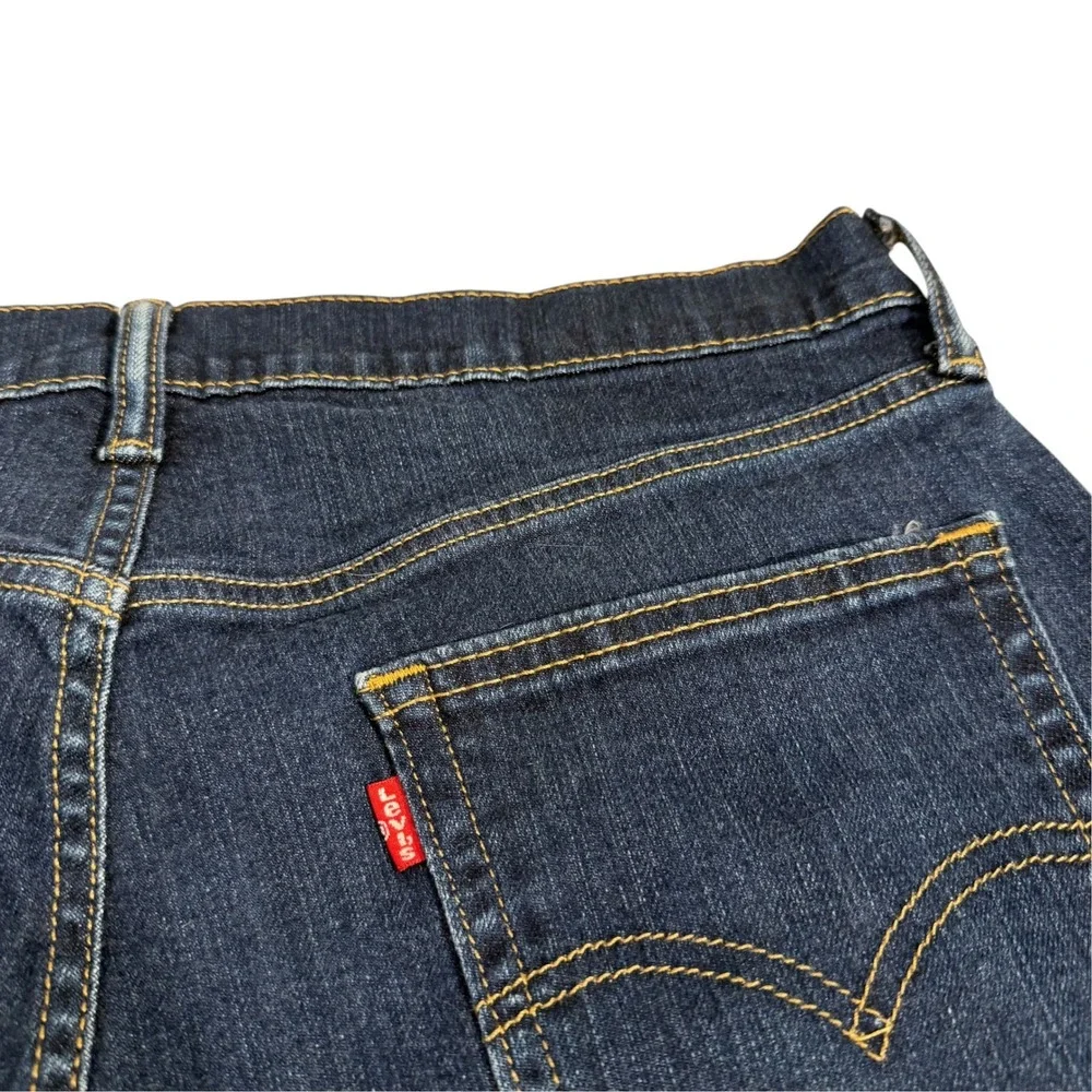 Levis Straight Fit Dark Wash Denim Stretch Jeans Mens 32x30 Indigo Blue No Tag